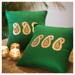 Paisley Motif Cushion - Green