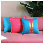 Festive Pink & Turquoise Cushions - Set of 3