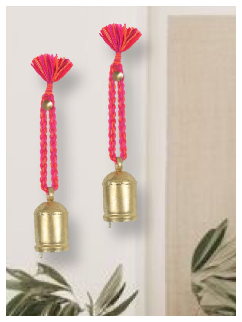 Braided Hanging Bell - Pink