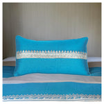 Festive Cushion with Gota Embroidery - Turquoise