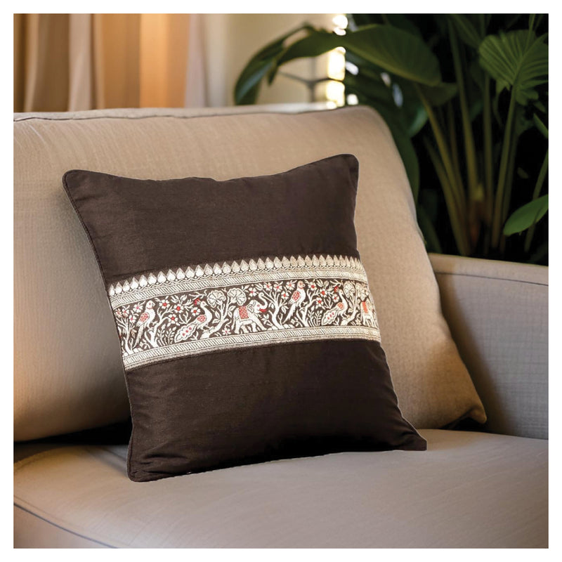 Jungle Procession Cushion - Black