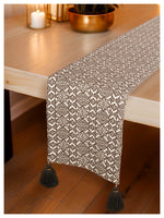 Black & White Table Runner with Tassels