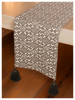 Black & White Table Runner with Tassels