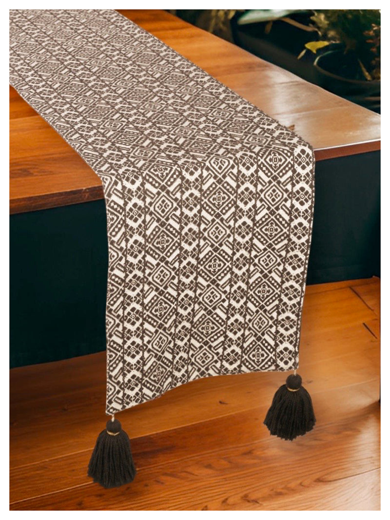 Black & White Table Runner with Tassels