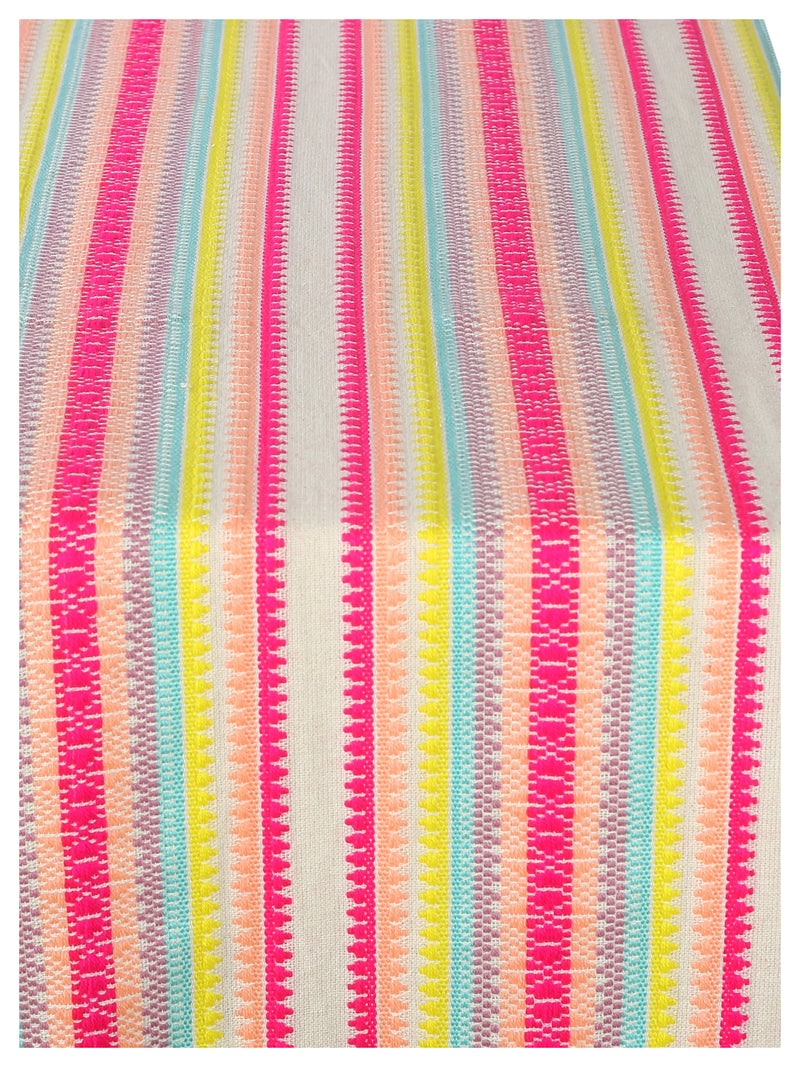 Vibrant Striped Table Runner with Tassels