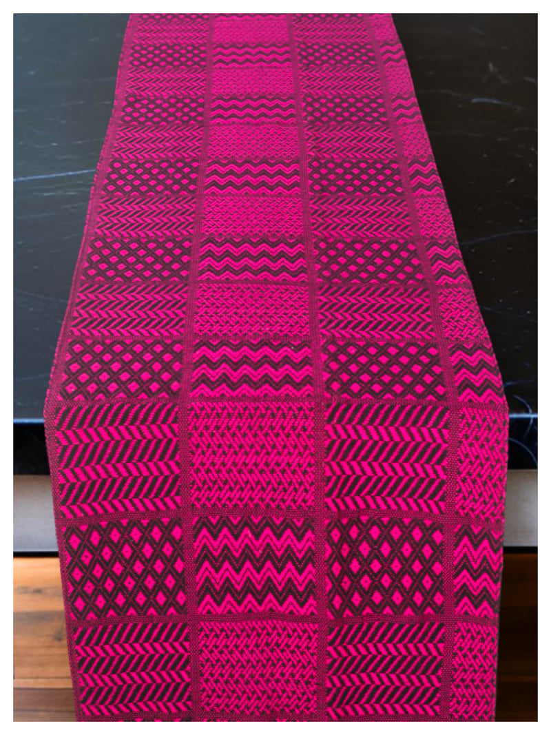 Fuchsia and Black Patterned Table Runner