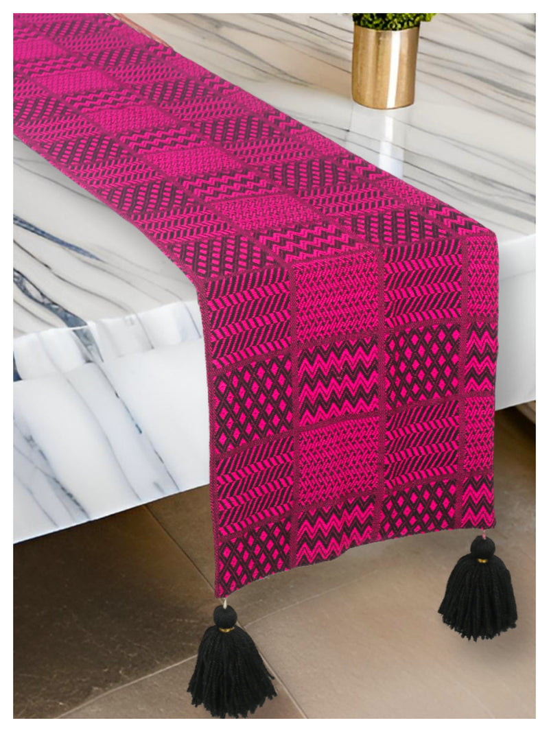 Fuchsia and Black Patterned Table Runner