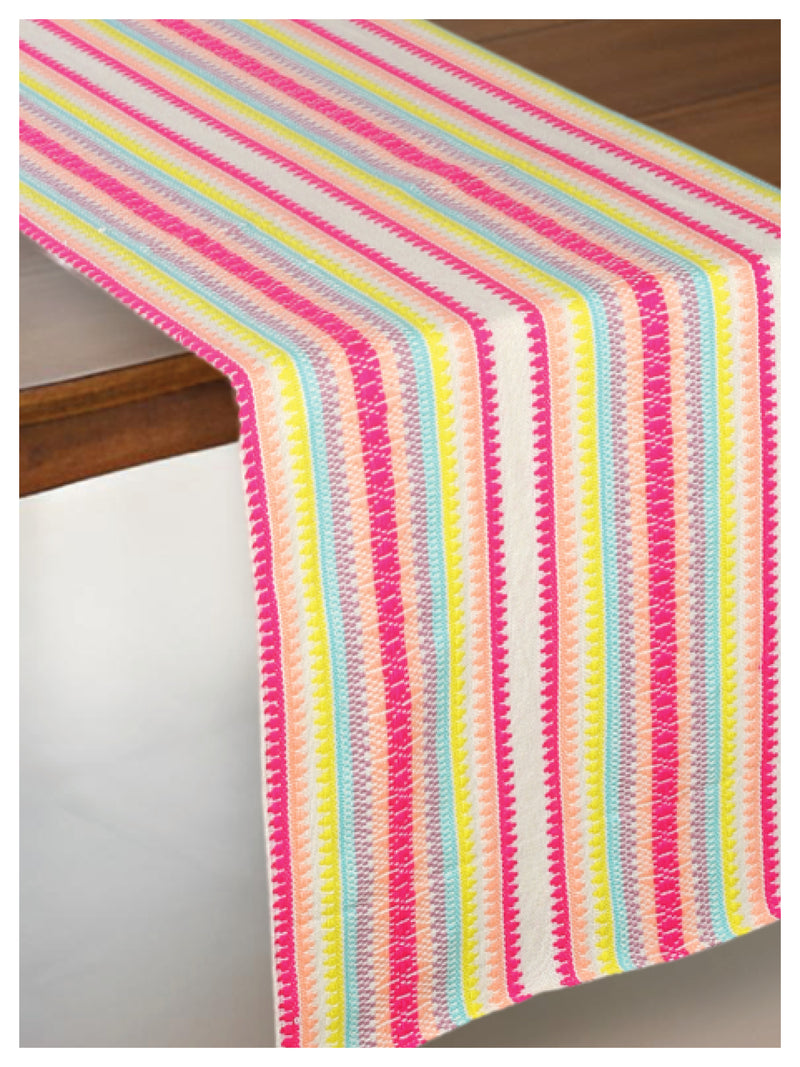 Vibrant Striped Table Runner with Tassels