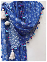 Peppy Cotton Stole - Blue