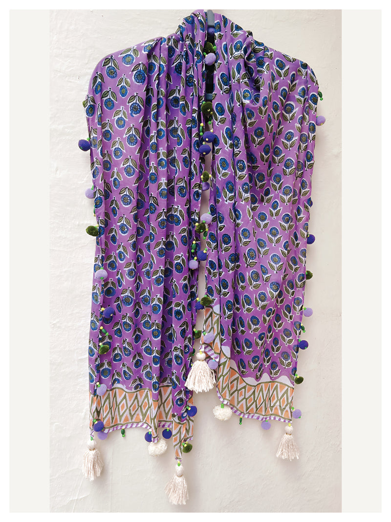 Peppy Cotton Stole - Purple